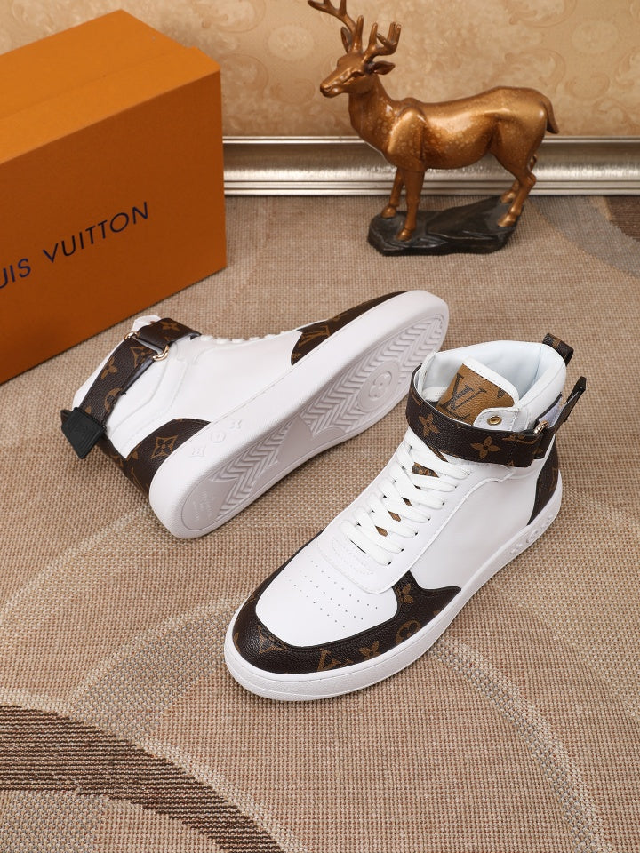 The Bags Vibe - Louis Vuitton Rivoli High White Brown Sneaker