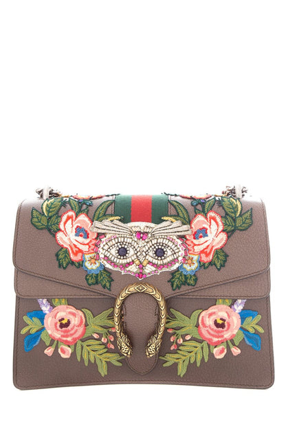 Gucci Brown Web Dionysus Embellished Medium Shoulder Bag