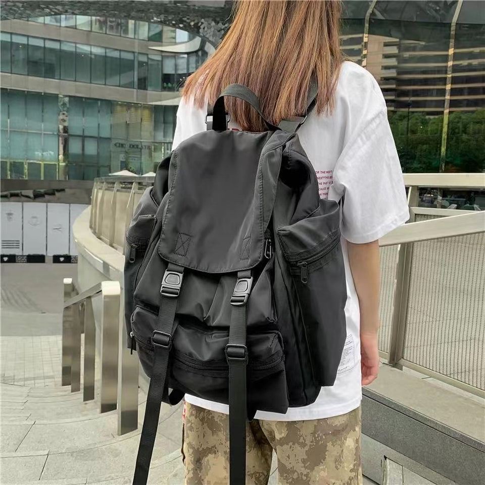 Gothslove Large Capacity Black Collegiate Backpack for High School Students - Ideal for Outdoor Sports and Travel