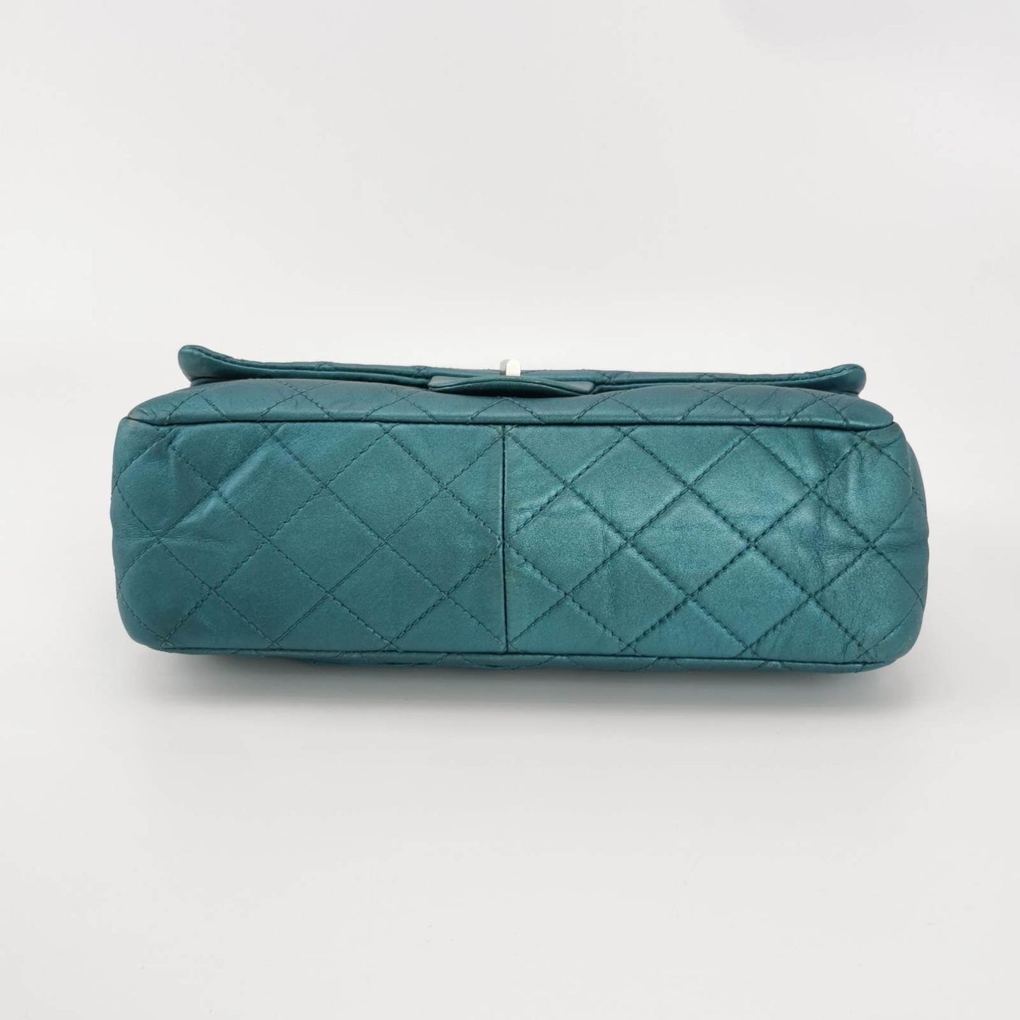 Chanel 2.55 Flap Bag 2008 Large Lambskin Leather Teal Blue Green