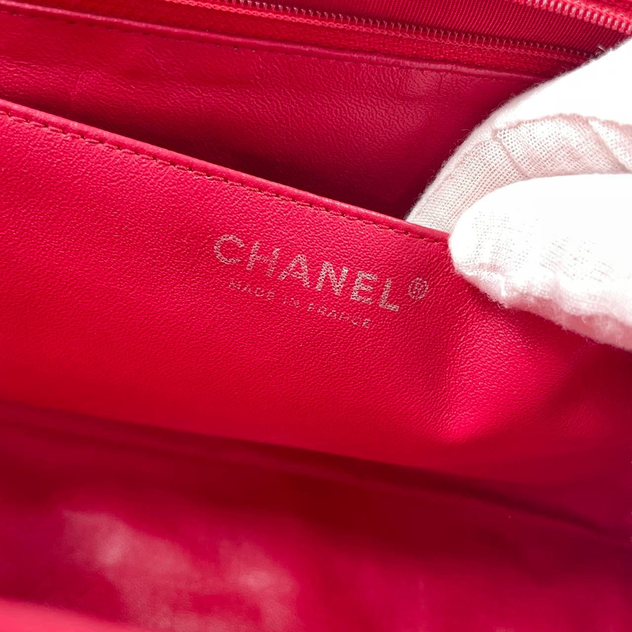 Chanel Classic Flap Maxi Red Caviar Leather Silver-tone Hardware Giant CC Logo