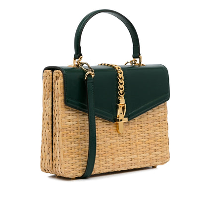 Gucci Sylvie Wicker Small Green Beige