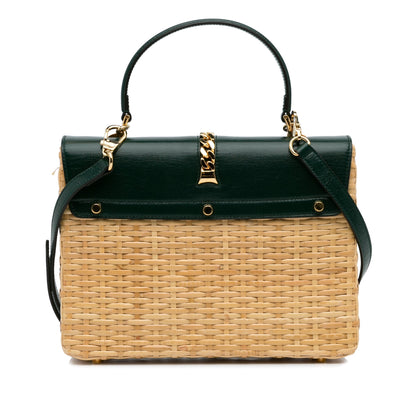 Gucci Sylvie Wicker Small Green Beige