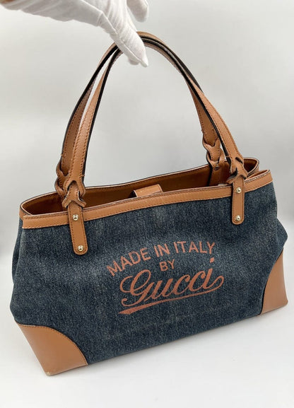 Vintage Gucci Denim 'Made in Italy' Tote Bag