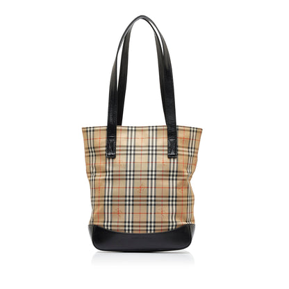 Tan Burberry Haymarket Check Tote