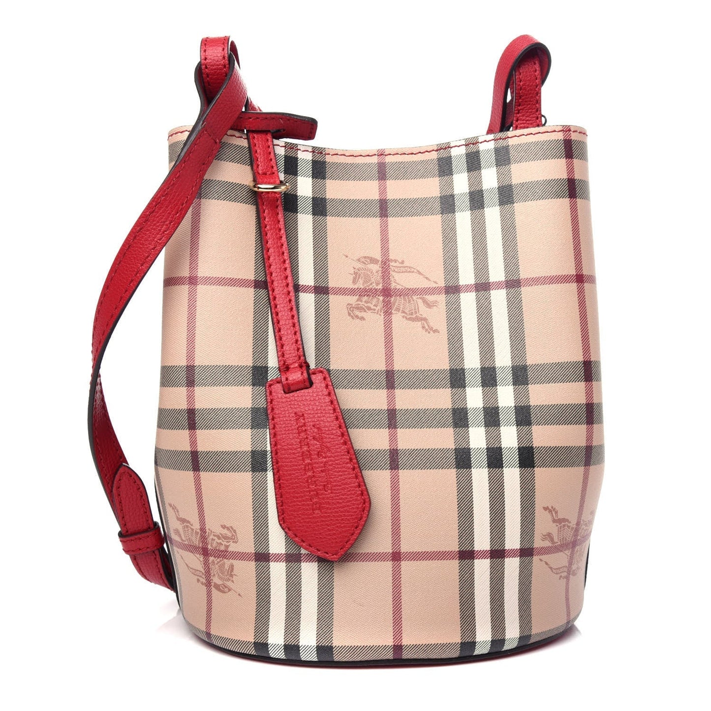 BURBERRY HAYMARKET CHECK LORNE BUCKET BAG