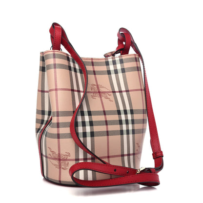 BURBERRY HAYMARKET CHECK LORNE BUCKET BAG