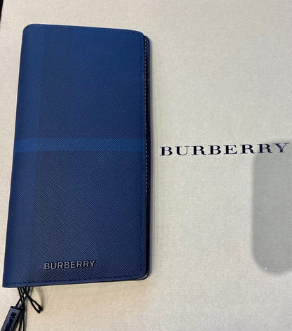 BURBERRY LONDON CHECK CONTINENTAL WALLET NAVY