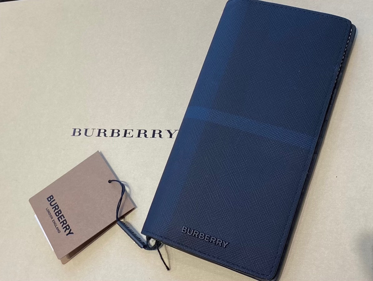 BURBERRY LONDON CHECK CONTINENTAL WALLET NAVY