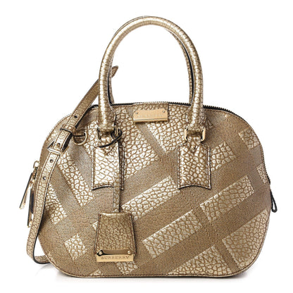 BURBERRY SMALL ORCHARD CHECK METALLIC LEATHER BAG