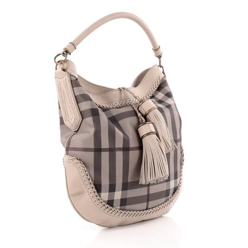 BURBERRY SMOKED CHECK PARADE HOBO BAG