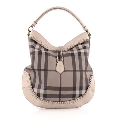 BURBERRY SMOKED CHECK PARADE HOBO BAG