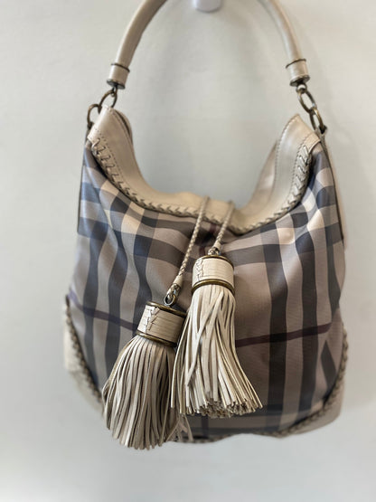 BURBERRY SMOKED CHECK PARADE HOBO BAG