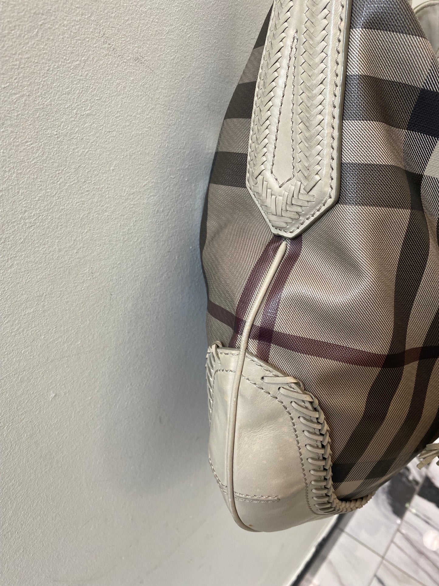 BURBERRY SMOKED CHECK PARADE HOBO BAG