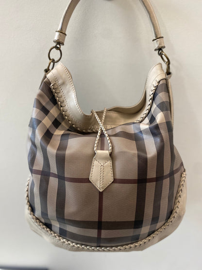 BURBERRY SMOKED CHECK PARADE HOBO BAG