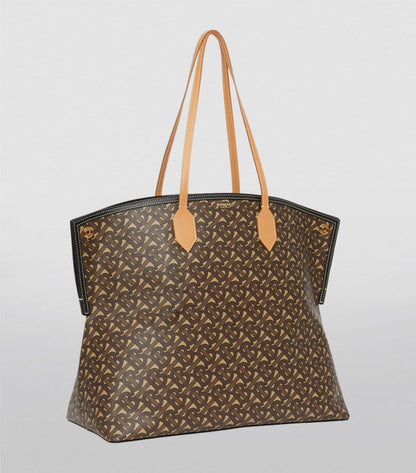 BURBERRY TB MONOGRAM SOCIETY TOP HANDLE TOTE BAG