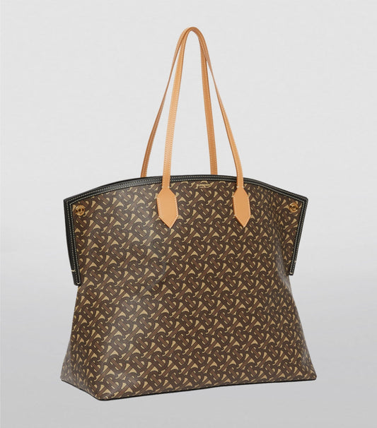 BURBERRY TB MONOGRAM SOCIETY TOP HANDLE TOTE BAG