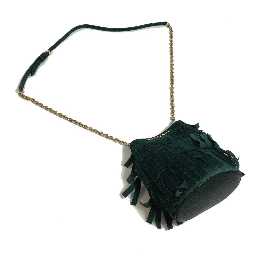 BURBERRY SUEDE FRINGE CHAIN SHOULDER BAG