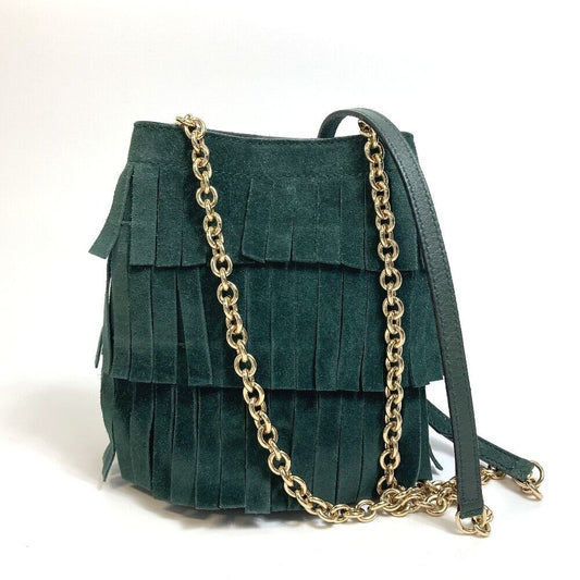 BURBERRY SUEDE FRINGE CHAIN SHOULDER BAG