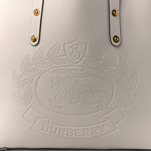 BURBERRY CALFSKIN CREST EMBOSSED SMALL TOTE BAG