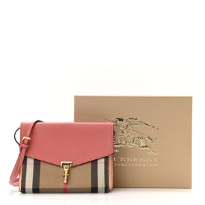 BURBERRY DERBY LEATHER AND HOUSE CHECK MACKEN CROSSBODY BAG