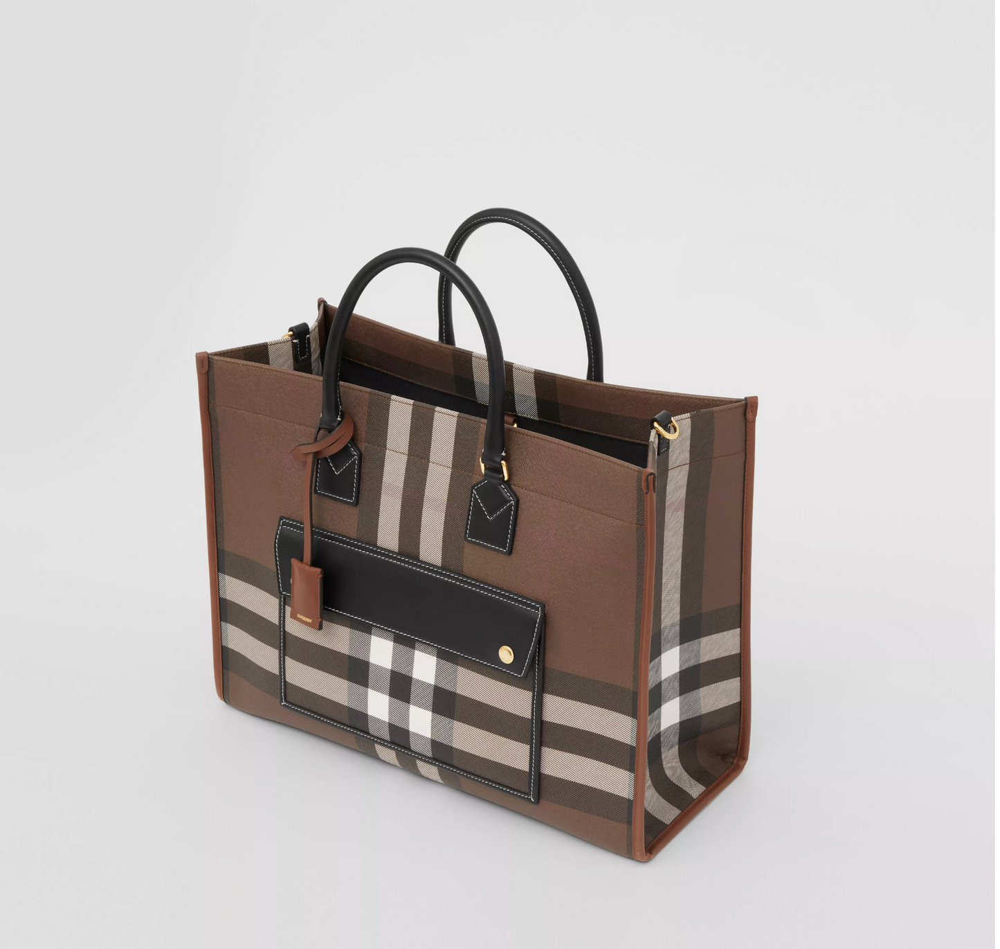 BURBERRY MEDIUM FREYA CHECK & LEATHER TOTE