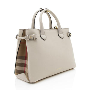 Burberry House Check Leather Banner Medium Tote  (SHF-12528)