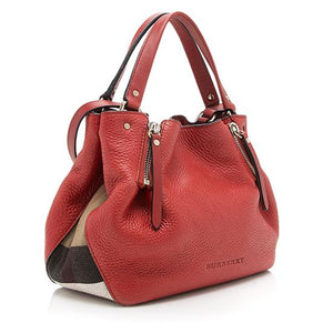 Burberry Leather Peek Check Maidstone Small Tote