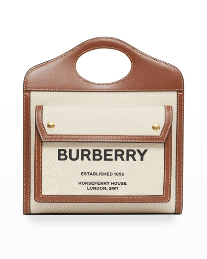 Burberry Mini Two-tone Canvas and Leather Pocket Bag