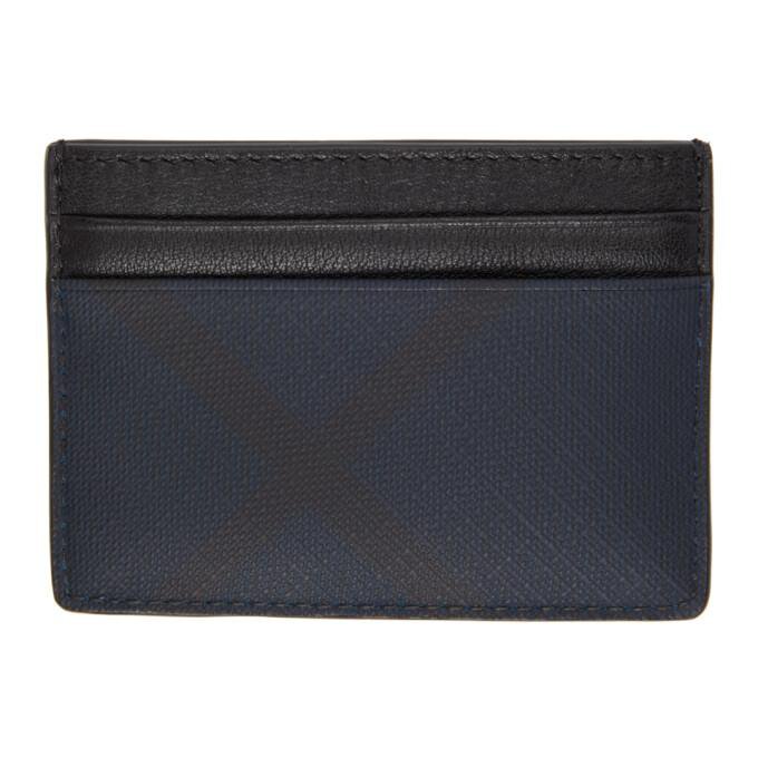 BURBERRY NAVY LONDON CHECK SANDON CARD HOLDER