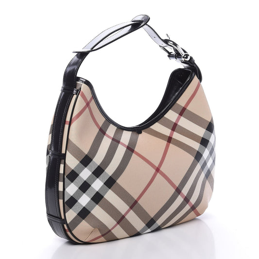 BURBERRY Nova Check Hobo Bag