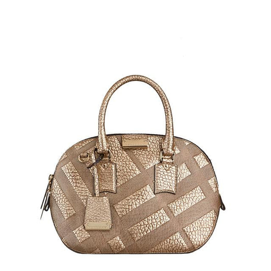 BURBERRY SMALL ORCHARD CHECK METALLIC LEATHER BAG