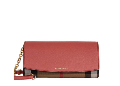 Burberry Wallet on Chain Cross Body Bag Cinnamon Red