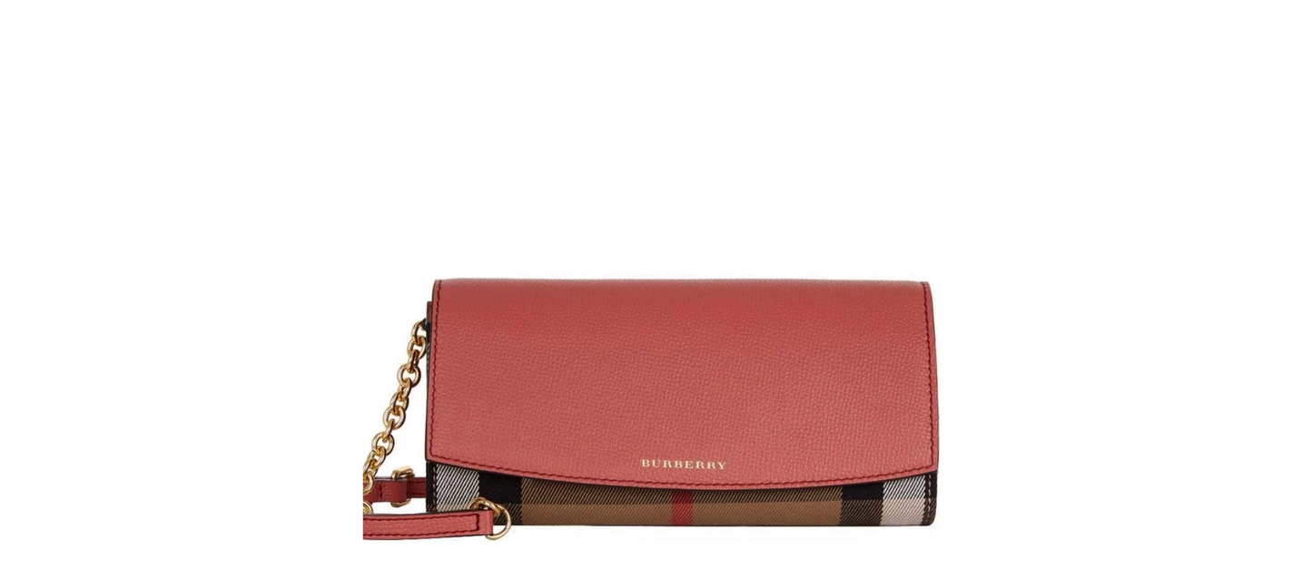 Burberry Wallet on Chain Cross Body Bag Cinnamon Red