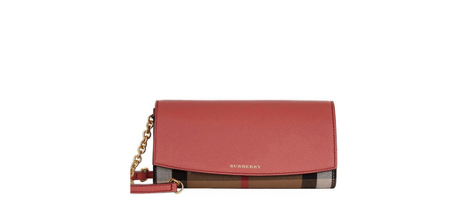 Burberry Wallet on Chain Cross Body Bag Cinnamon Red