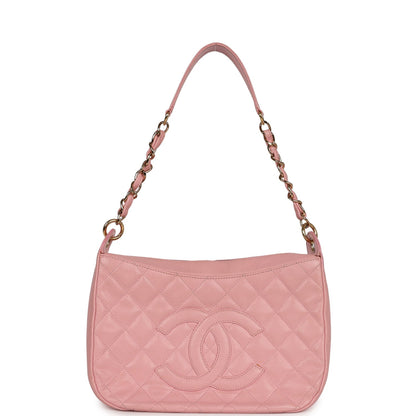 Vintage Chanel Timeless Hobo Bag Pink Caviar Gold Hardware