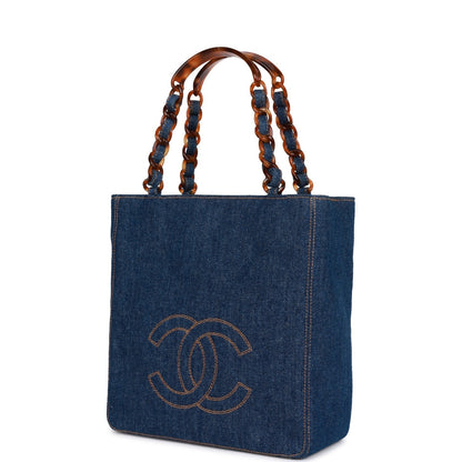 Vintage Chanel CC Denim Tote Bag