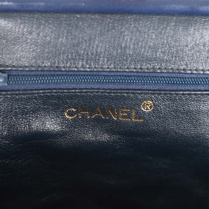 Vintage Chanel Frame Tassel Bag Navy Satin Gold Hardware