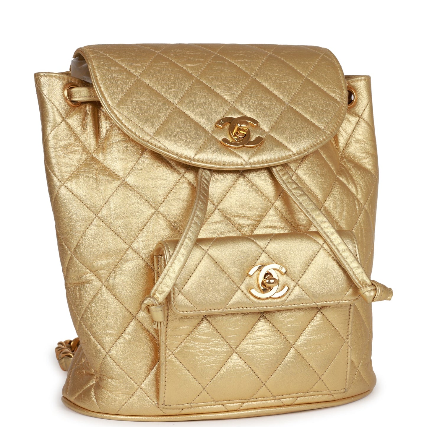 Vintage Chanel Duma Backpack Gold Metallic Lambskin Gold Hardware