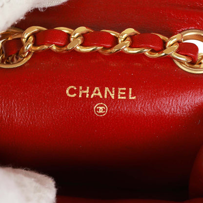 Vintage Chanel Micro Waist Flap Bag Red Lambskin Gold Hardware