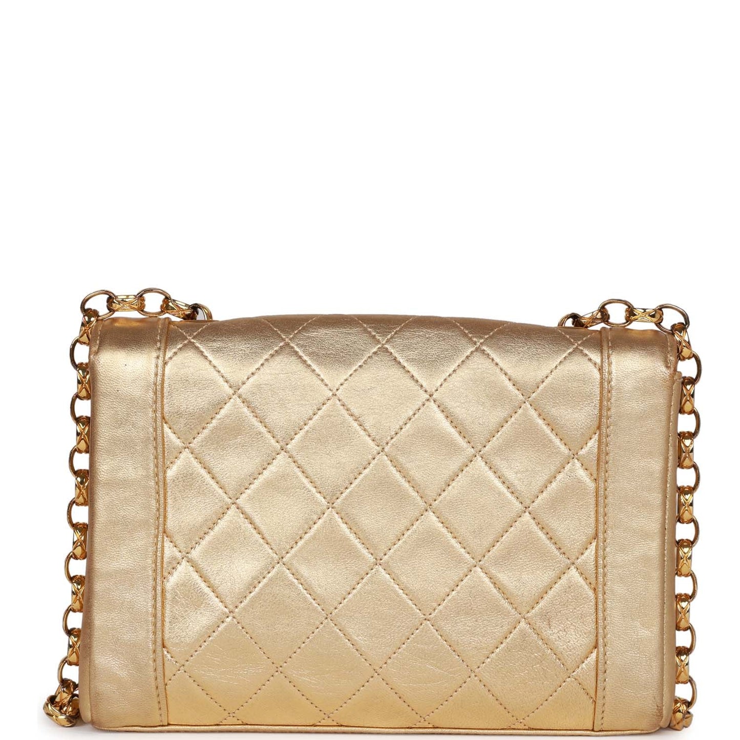 Vintage Chanel Flap Bag Gold Metallic Lambskin Gold Hardware