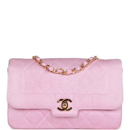 Vintage Chanel Small Flap Bag Pink Satin Gold Hardware