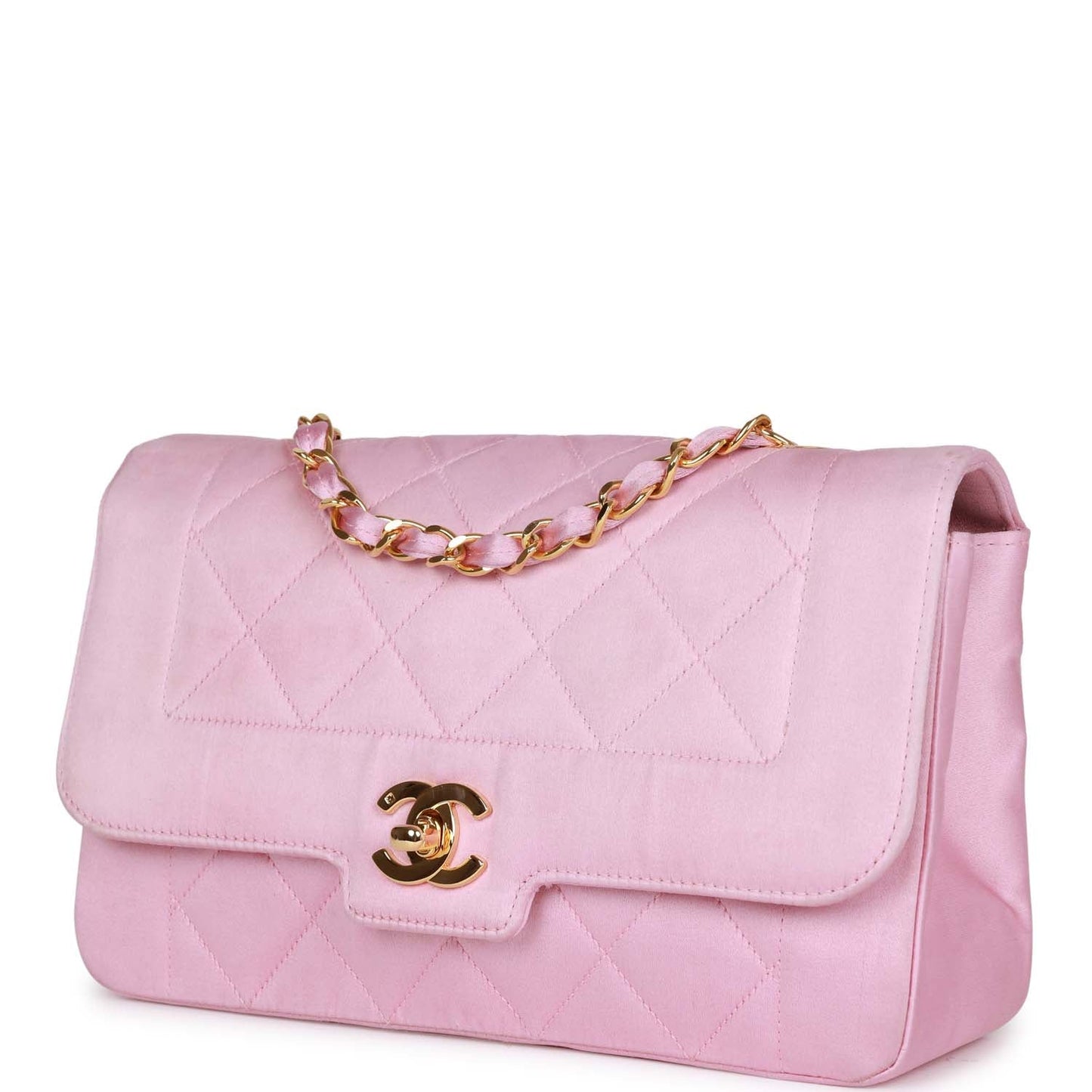 Vintage Chanel Small Flap Bag Pink Satin Gold Hardware