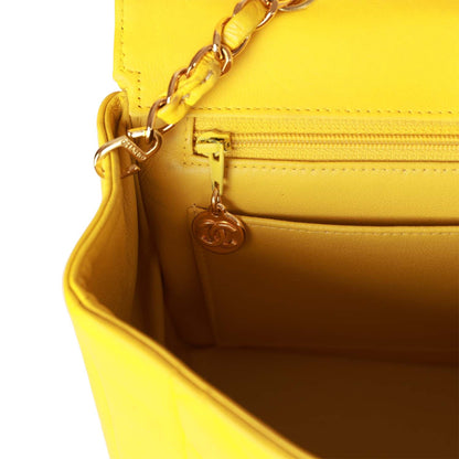 Vintage Chanel Medium Diana Flap Bag Yellow Lambskin Gold Hardware