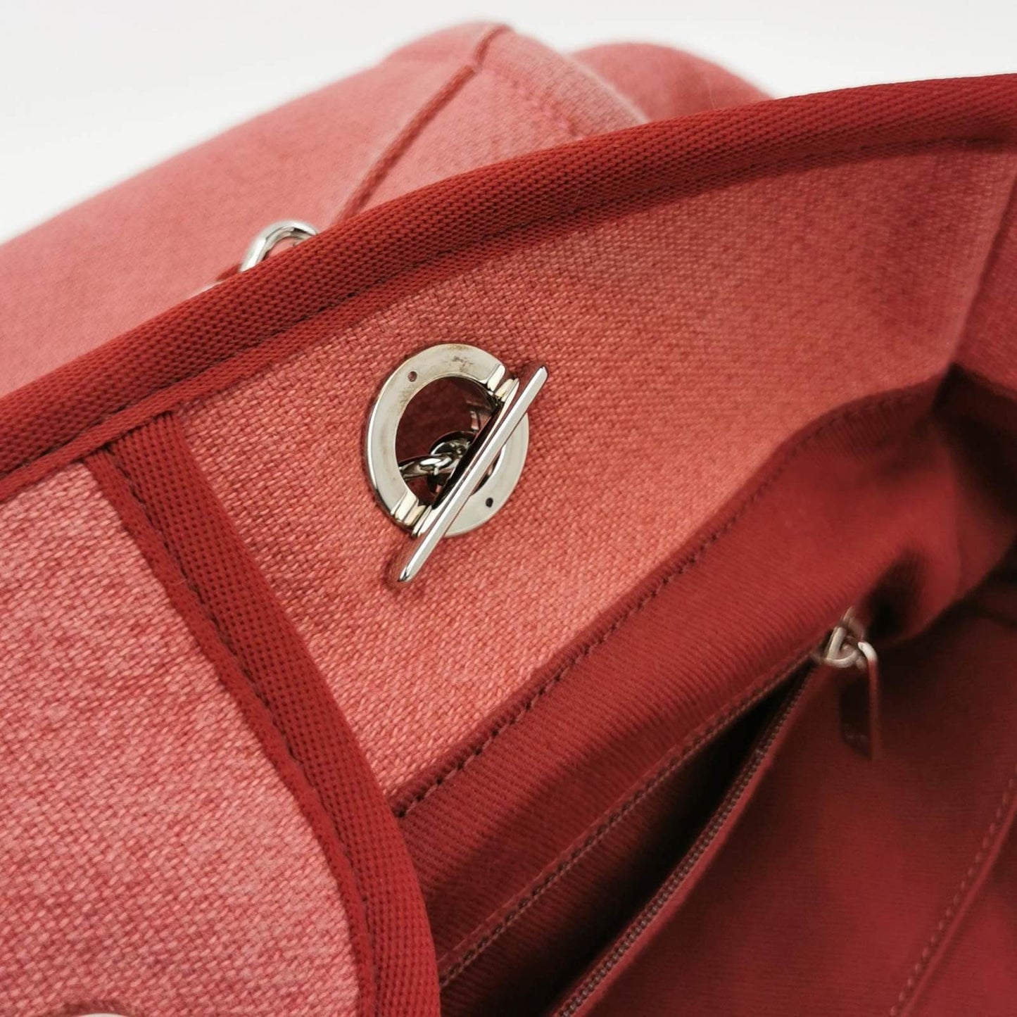 Chanel Deauville Tote 2011 Medium Red Denim Top Handle