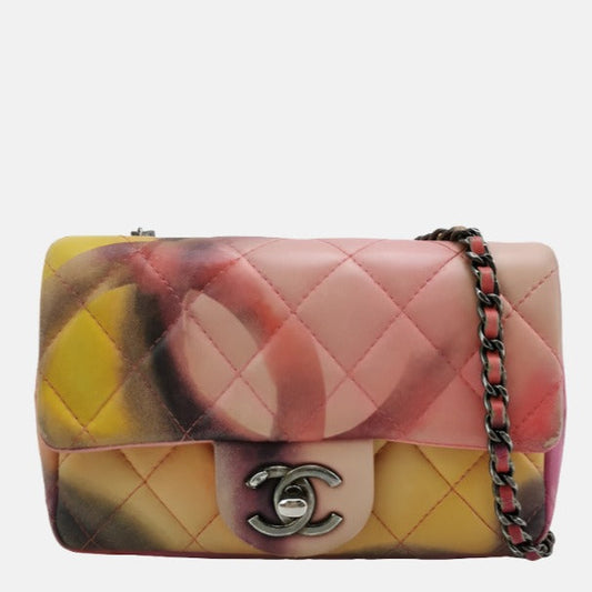 Chanel Classic Flap 2014-2015 Multicolor Flower Power Lambskin Leather Mini Crossbody Bag