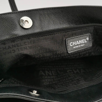 Chanel Cerf Executive East West Small Black Caviar Leather Handbag