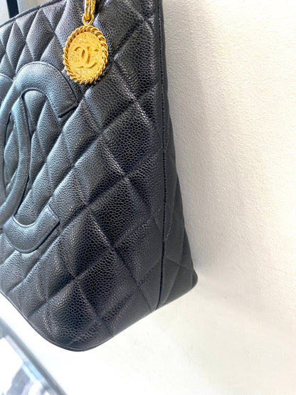 CHANEL CAVIAR LEATHER MEDALLION TOTE BAG