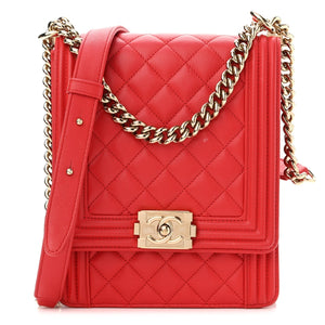 CHANEL CALFSKIN QUILTED NORTH SOUTH BOY FLAP BAG