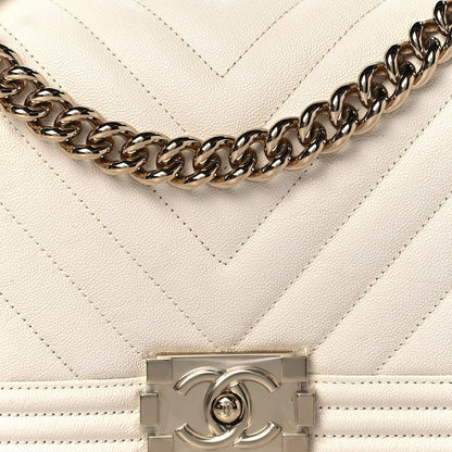 CHANEL CAVIAR CHEVRON QUILTED MEDIUM BOY FLAP BAG